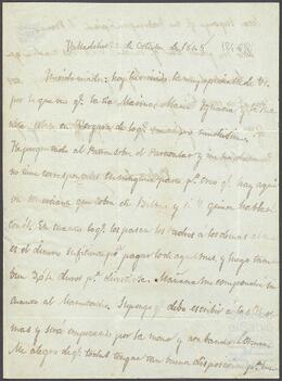 Cartas de Pedro de Yrizar dirigidas a su madre.