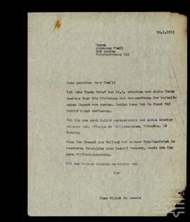 Correspondencia entre Johannes Thull y José Miguel de Azaola Urigüen.