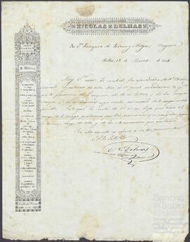 Carta de Nicolás Delmas dirigida a Joaquín de Yrízar.