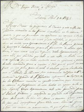 Carta de Agustín de Lerchundi dirigida a Joaquín de Yrízar.