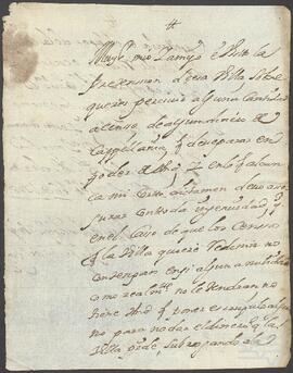 Carta de Agustín Nicolás de Ocerín Urduya dirigida a Domingo de Yrízar.