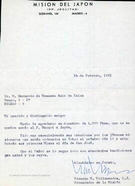 Carta del Procurador de la Misión Jesuita del Japón dirigida a Bernardo de Mesanza.