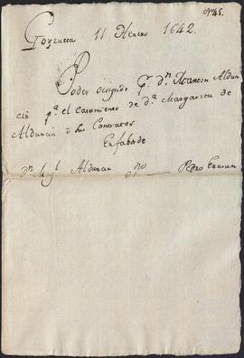 Poder otorgado por Martín de Alduncín en favor de Miguel de Alduncín.