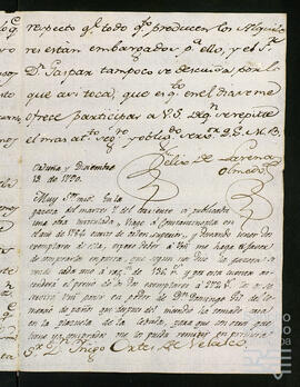 Correspondencia por la administración de la testamentaría de Francisco de Berrio Marzana.