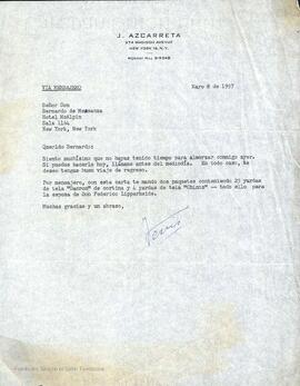 Carta de J. Azcarreta dirida a Bernardo de Mesanza.