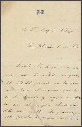 Carta de Enriqueta de Berroeta dirigida a Joaquín de Yrízar.