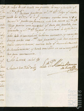 Correspondencia entre Íñigo Ortés de Velasco Salcedo y su primo Gaspar de Bardales Escobar.
