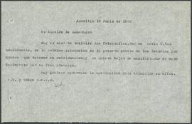 Cartas de Joaquín de Yrízar dirigidas al Alcalde de Mondragón.