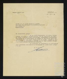 Correspondencia entre José Miguel de Azaola Urigüen y Miguel Mateu y Pla.
