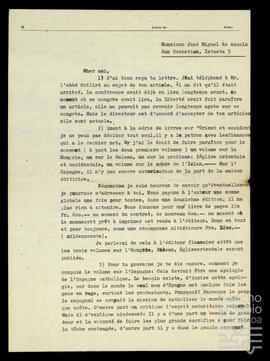 Correspondencia entre José Miguel de Azaola Urigüen, Francois Charriere y Franz Neuwirth.