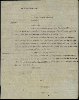 Correspondencia entre José Miguel de Azaola Urigüen, Francois Charriere y Franz Neuwirth.