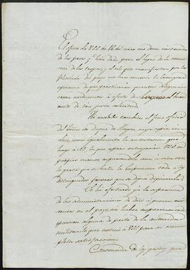 Oficios de la Diputación de Guipúzcoa dirigidos a Ramón María de Moya y el Conde de Monterrón.