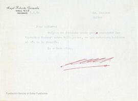Carta de Ángel Zelaieta Guisasola dirigida a Bernardo de Mesanza.