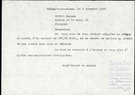 Carta de José Miguel de Azaola Urigüen a Crédit Suisse.