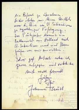 Correspondencia entre Johannes Thull y José Miguel de Azaola Urigüen.