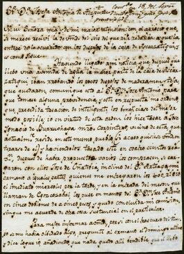 Carta de Martín Antonio de Aztiria dirigida a Josefa Antonia de Aizpuru.
