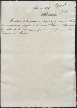 Real Provisión ordenando pagar a Joaquín Ignacio de Alduncín la renta correspondiente a la capellanía fundada por Martín de Bértiz.