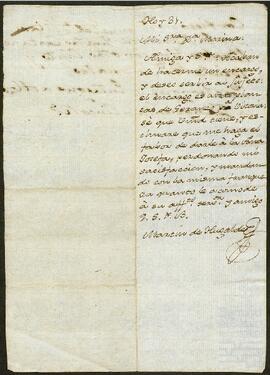 Carta de Martín de Ugalde dirigida a Marina de Moya.