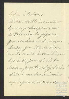 Cartas de los arrendadores de la Bodega La Sacristanía a José María de Zavala Ortés de Velasco.