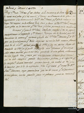 Correspondencia por la administración de la testamentaría de Francisco de Berrio Marzana.