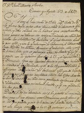 Carta dirigida a Francisco Javier de Arcelus Urbistondo.