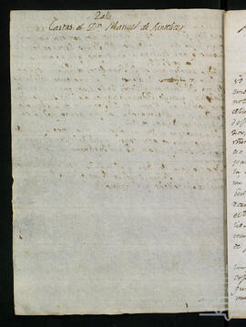 Correspondencia entre Manuel de Santelices Llaguno e Íñigo Ortés de Velasco Alfona de Salcedo.