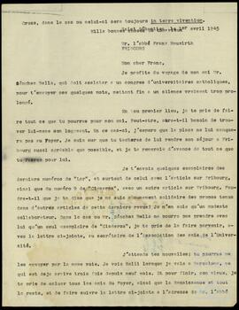 Correspondencia entre José Miguel de Azaola Urigüen, Francois Charriere y Franz Neuwirth.