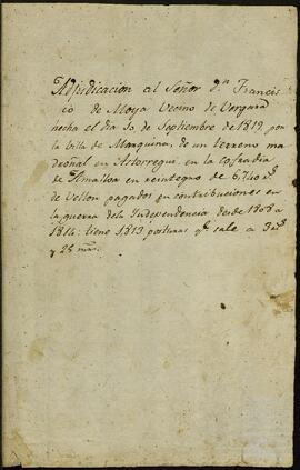 Adjudicación a Juan Francisco de Moya del monte madroñal de Astorregui.