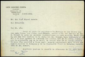 Correspondencia entre León Sánchez Cuesta y José Miguel de Azaola Urigüen.