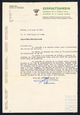 Correspondencia entre José Miguel de Azaola Urigüen, José Antonio Montiano y José Luis de Lizundia.