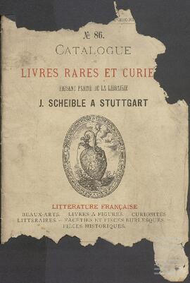Catálogo de libros raros y curiosos de la libreria J. Scheible de Stutgart.