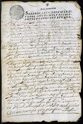 Carta de pago otorgada por Juan Pablo Yangüeses y Juan de las Heras en favor de Matías de Goenaga.