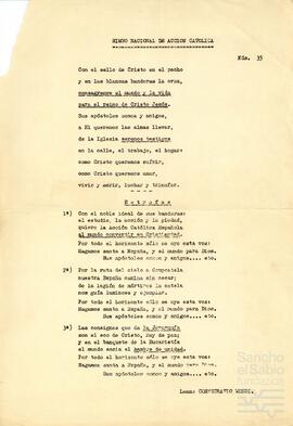 Letra del Himno Nacional de Acción Católica.