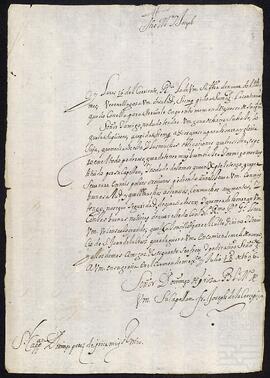 Carta de fray José de la Concepción a Domingo Pérez de Yrízar Cataráin.