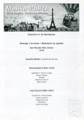 Programa de un concierto del festival Musika-Música 'Cruce de Miradas'.