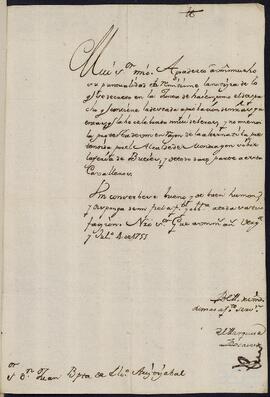 Carta de la Marquesa de Rocaverde a Juan Bautista de Elcoro Aristizábal.