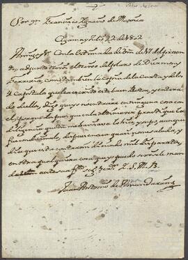 Carta de Juan Antonio de Amundaráin dirigida a Francisco Ignacio de Mújica.