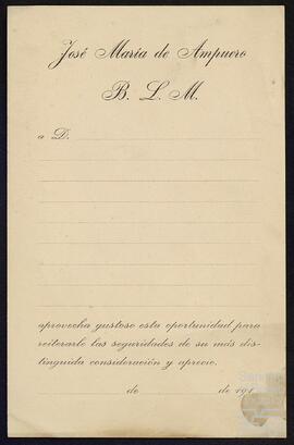 Papel de cartas y saludas de José María de Ampuero Jáuregui.