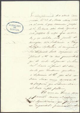Oficio del Ayuntamiento de Sondica dirigido a Joaquín de Yrízar.
