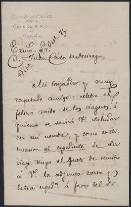 Carta de Nicomedes Pastor Díaz a Juan Carlos de Aréizaga.