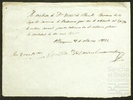 Recibos otorgados por José Antonio de Urionabarrenechea en favor de Víctor de Munibe.