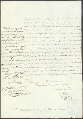 Petición de Joaquín de Yrízar dirigida al Alcalde de Vergara.