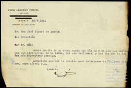 Correspondencia entre León Sánchez Cuesta y José Miguel de Azaola Urigüen.