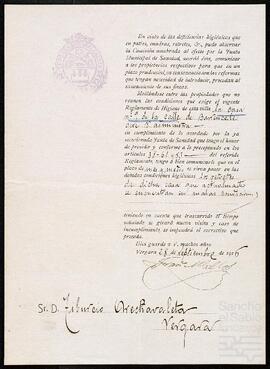 Oficios del Ayuntamiento de Vergara dirigidos a Tiburcio de Arechavaleta.