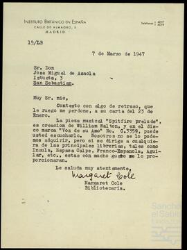 Correspondencia entre José Miguel de Azaola Urigüen y diferentes personalidades del Instituto Británico en España.