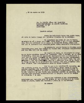 Correspondencia entre José Miguel de Azaola Urigüen y Julián Gómez del Castillo.