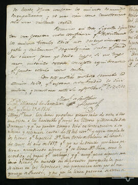 Correspondencia entre Manuel de Santelices Llaguno e Íñigo Ortés de Velasco Alfona de Salcedo.