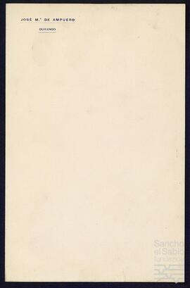 Papel de cartas y saludas de José María de Ampuero Jáuregui.