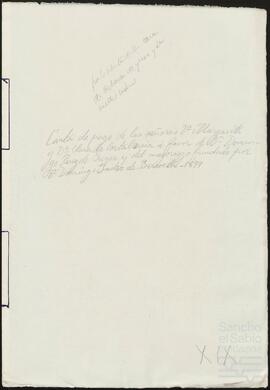 Carta de pago otorgada por Clara y Margarita de Cortaberría en favor de Domingo Pérez de Yrízar.