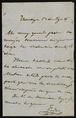 Cartas de Pedro de Yrízar Ubillos a su padre.